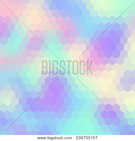 Blurred Background. Geometric Abstract Pattern In Low Poly Style. Effect Of A Glass. Holographic Col