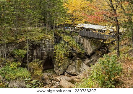Sentinel Pine Covered Bridge In Franconia Notch State Park, New Hampshire