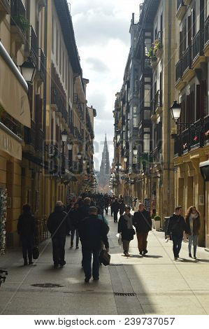 Medieval Old Town Of San Sebastián. Architecture Travel Nature. March 26, 2018. Old City. Donosti Gu