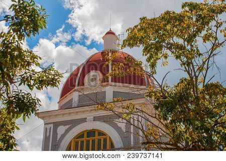 Cienfuegos, Cuba: Municipal Palace, City Hall. Government Palace On The Background Of Blue Sky With 