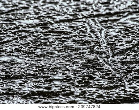 Climate Change. Detail Of Glacier Melting  In Bay. Spring Landscape With Melting Of Ice Floe.