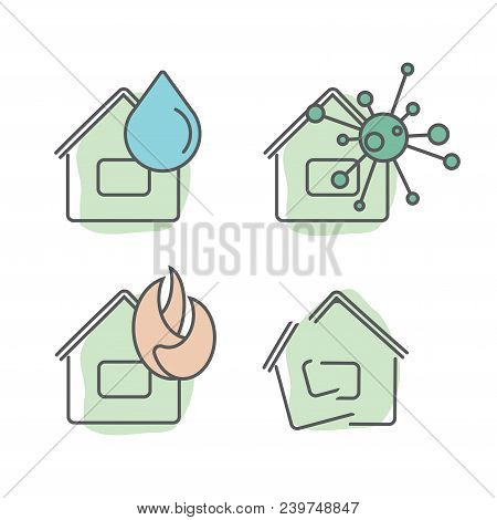 Home Insurance Services Illustration Set Of Different Types Of Insurances In The Case Of Different T