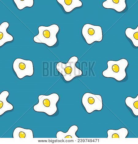 Seamless Egg Food Pattern Vector. Scrambled Eggs Pop Background.