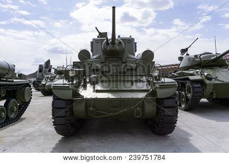 Verkhnyaya Pyshma, Russia - May 01, 2018: American Light Tank M3 Stuart In The Museum Of Military Eq