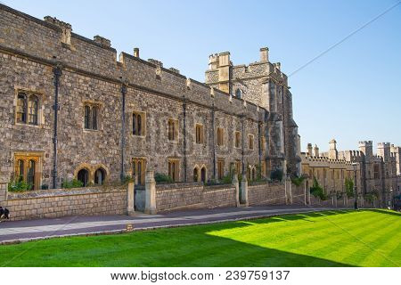 Windsor, Uk - May 5, 2018:  View At The Medieval Windsor Castle, Built 1066 By William The Conqueror