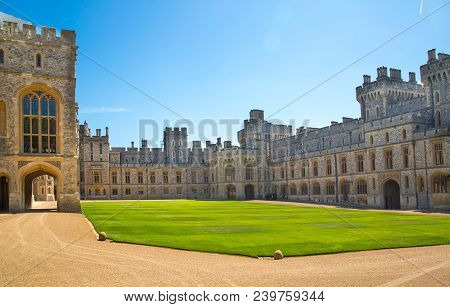 Windsor, Uk - May 5, 2018:  View At The Medieval Windsor Castle, Built 1066 By William The Conqueror