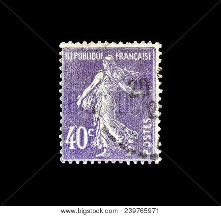France - Circa 1927 : Cancelled Postage Stamp Printed By France, That Shows Sower.