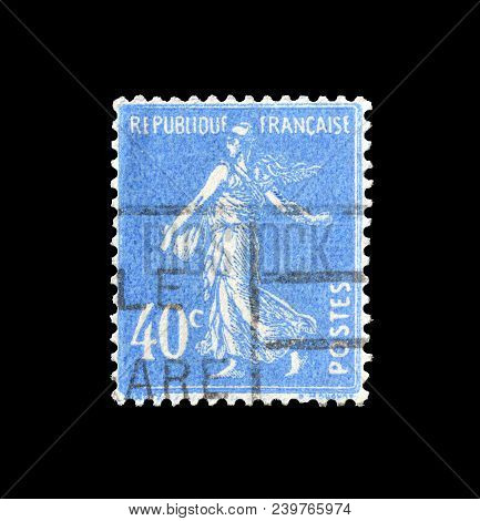 France - Circa 1927 : Cancelled Postage Stamp Printed By France, That Shows Sower.