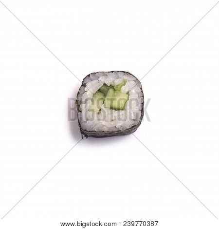 Roll With Cucumber On White Background