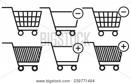 Vector Black Shopping Cart Icons Set. Vector Illustration Eps 10.