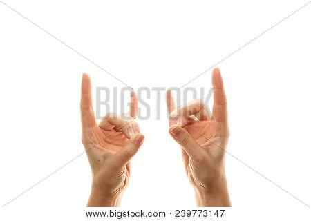 Apana Mudra, Yoga For Fingers, Ritual Gesture In Buddhism. Isolated On White Background