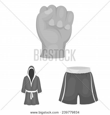 Boxing Extreme Sports Monochrome Icons In Set Collection For Design. Boxer And Attributes Vector Sym