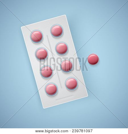Capsules And Pills In New Blister Pack, Medical Products, Realistic Vector Illustration