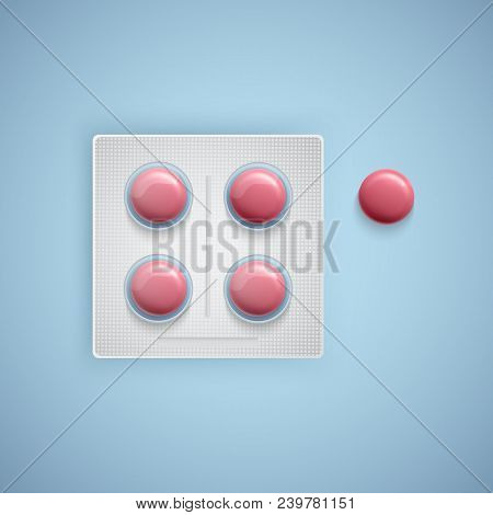 Capsules And Pills In New Blister Pack, Medical Products, Realistic Vector Illustration