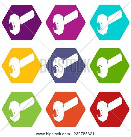 Sledgehammer Icons 9 Set Coloful Isolated On White For Web
