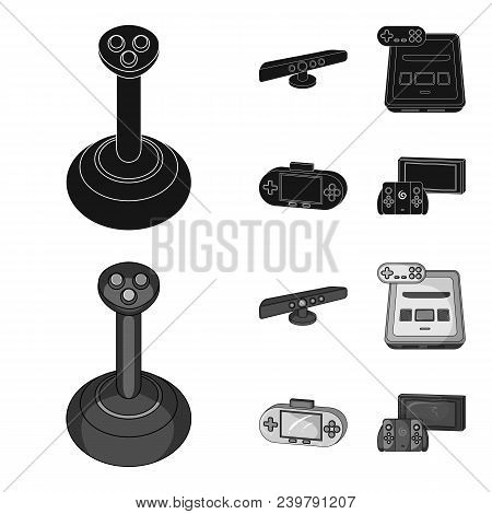 Game And Tv Set-top Box Black, Monochrom Icons In Set Collection For Design.game Gadgets Vector Symb