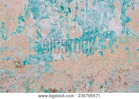Abstrack Wall Texture Detail With Green Paint And Peach Paint