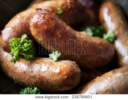 Grilled sausauges food photography recipe idea