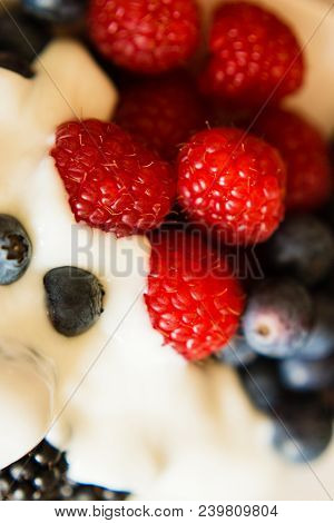 Macro View Of Blackberries, Blueberries, Raspberries
