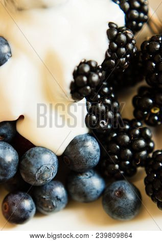 Macro View Of Blackberries, Blueberries, Raspberries