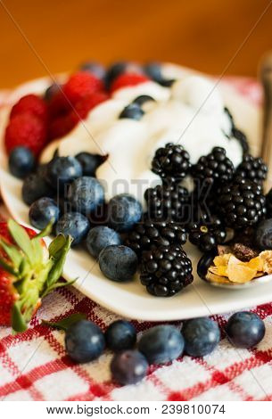 Macro View Of Blackberries, Blueberries, Raspberries