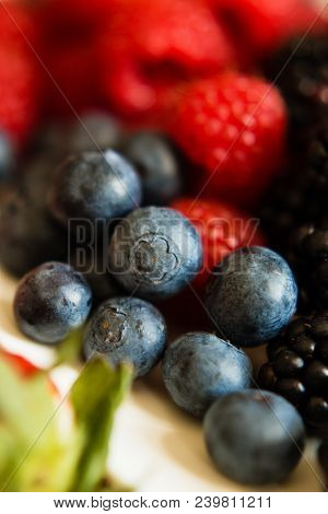 Macro View Of Blackberries, Blueberries, Raspberries