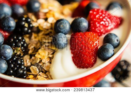Healthy Breakfast Concept With Oat Flakes And Berries