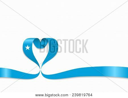 Somalian Flag Heart-shaped Wavy Ribbon. Vector Illustration.