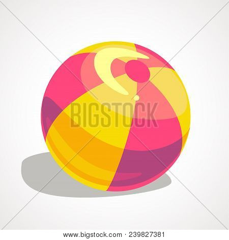 Vector Cartoon Illustration Of Red And White Beach Ball