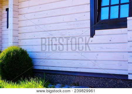 House Of Laminated Lumber Of Natural Pine, With Windows.