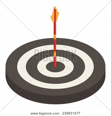 Black And White Archery Target Icon. Isometric Of Black And White Archery Target Vector Icon For Web