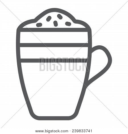 Latte Line Icon, Coffee And Cafe, Coffee Mug Sign Vector Graphics, A Linear Pattern On A White Backg