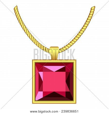 Garnet Necklace Icon. Realistic Illustration Of Garnet Necklace Vector Icon For Web Design Isolated 