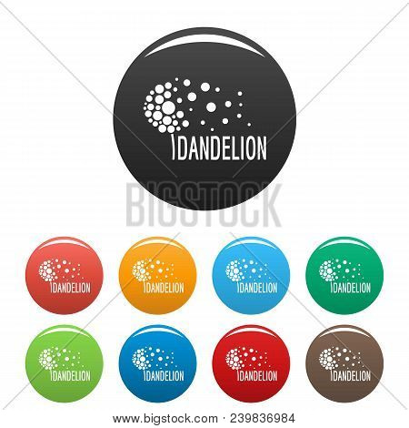 Beautiful Dandelion Logo Icon. Simple Illustration Of Beautiful Dandelion Vector Icons Set Color Iso