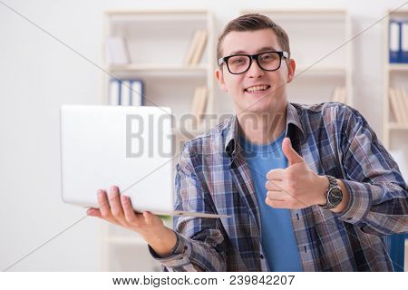 Young student studying over internet in telelearning concept