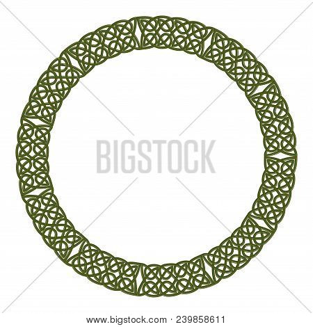 Round Celtic Knots Frame. Traditional Medieval Frame Pattern Illustration. Scandinavian Or Celtic Or