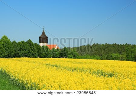 St. Martin Church Near Kozojedy, Czech Republic, In Spring Nature
