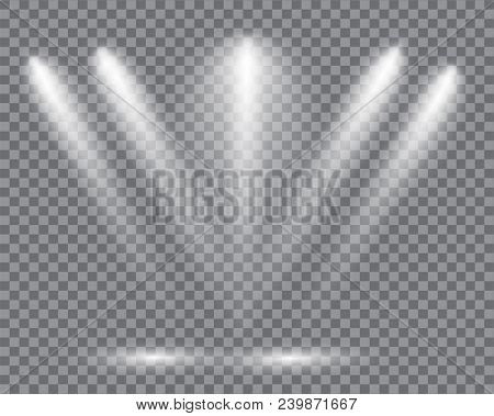 Realistic Led Lights From Projector. Bright Lighting With Spotlights. Photometric Effects With Trans