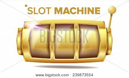Slot Machine Vector. Golden Lucky Empty Slot. Gambling Poster. Spin Object. Fortune Casino Illustrat