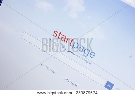 Ryazan, Russia - May 08, 2018: Startpage Website On The Display Of Pc, Url - Startpage.com