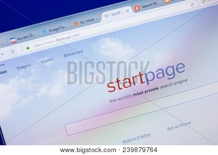 Ryazan, Russia - May 08, 2018: Startpage Website On The Display Of Pc, Url - Startpage.com
