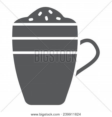 Latte Glyph Icon, Coffee And Cafe, Coffee Mug Sign Vector Graphics, A Solid Pattern On A White Backg