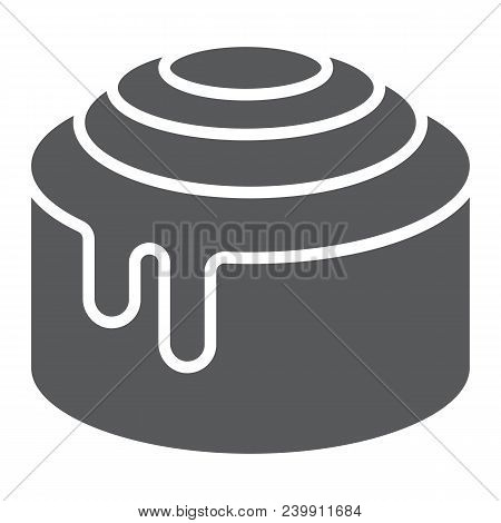 Cinnamon Bun Roll Glyph Icon, Sweet And Tasty, Dessert Sign Vector Graphics, A Solid Pattern On A Wh