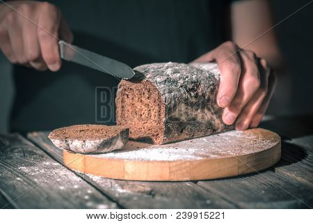 Baker Holding Fresh Bread In Hands
