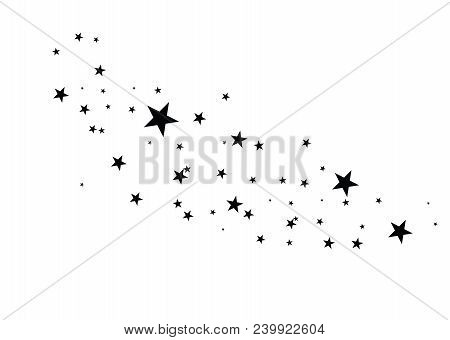 Stars On A White Background. Black Star Shooting With An Elegant Star.meteoroid, Comet, Asteroid, St