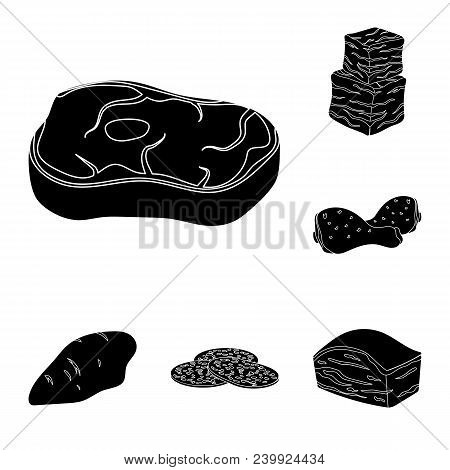 Different Meat Black Icons In Set Collection For Design. Meat Product Vector Symbol Stock  Illustrat