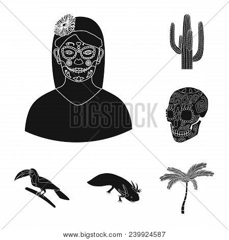 Country Mexico Black Icons In Set Collection For Design. Mexico And Landmark Vector Symbol Stock  Il