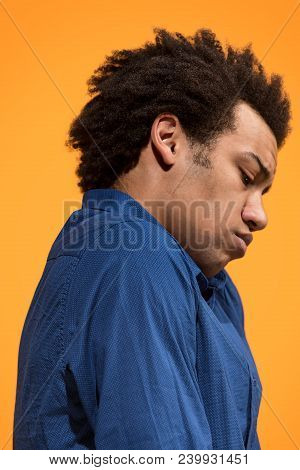 I Am Tired Of Everything. Sad Man. Boring, Dull, Tedious Concept. Young Afro Emotional Man. Human Em