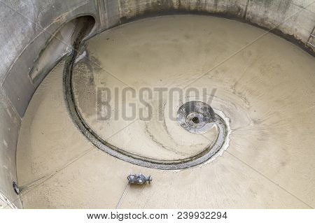 Nearly Abstract Full Frame Detail Showing The Ground Of A Sedimentation Tank