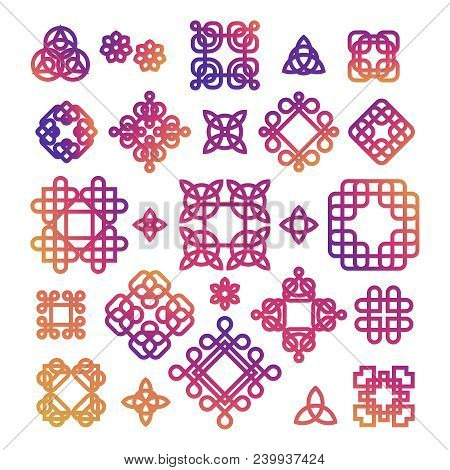 Bright Celtic Knots Of Set Isolated On White Background. Vector Illustration
